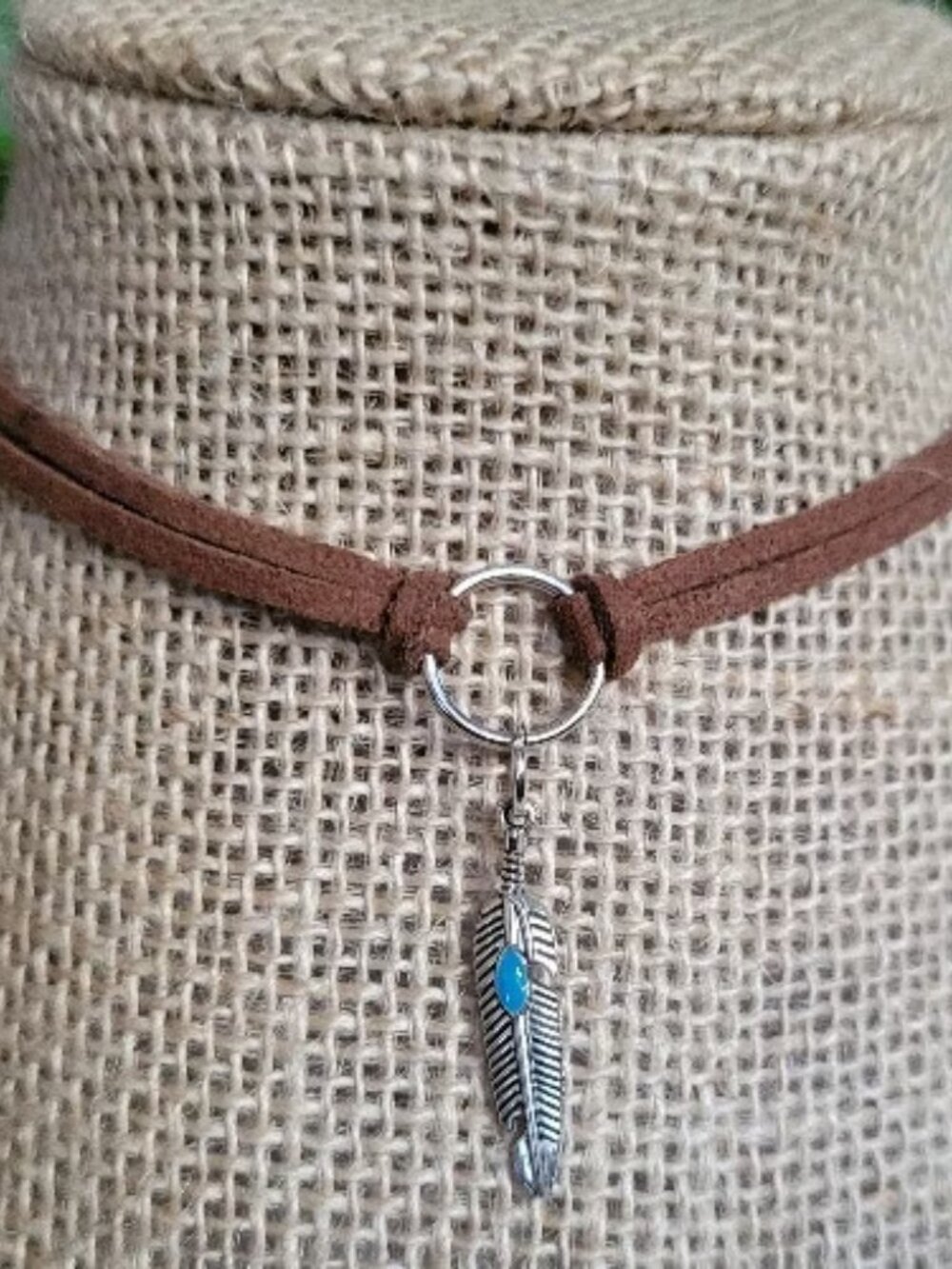 Length: 31cm 12in. Crafted from Brown Faux Suede Chokers with Silver Charms